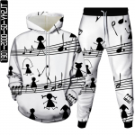 Noot 3D Prindiga Meeste Spordidress, 2 tk. Komplektid S&uuml;gisene kevadine dressipluus + pikad p&uuml;ksid Sport naiste moer&otilde;ivad &uuml;likond S-6XL M