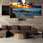 L&otilde;uendi seinakunst 5-osalised prindid Mere p&auml;ikeseloojangu maastik plakatid Moodne kodukaunistus Modulaarsed pildid Elutoa kaunistus Maalid Ilma raamita 40x60cm*2 40x80cm*2 40x100cm*1