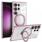 P&otilde;rutuskindel &uuml;mbris Samsung Galaxy S24 S23 Ultra Plus Note 20 FE A54 A34 A14 5G Magsafe l&auml;bipaistev r&otilde;ngas juhtmevaba laadimise magnetiga objektiivi kate Samsung S24 Ultra roosa kuldne v&auml;rv