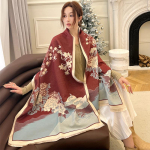 Korea tr&uuml;kitud uus moodne ka&scaron;miir-imitatsiooniga sall, kaheotstarbeline &otilde;pilase konditsioneeriga sall, paksendatud kahepoolne sall 65x190cm brown