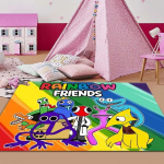 &Otilde;udusm&auml;ng R-Rainbow Friends Cartoon Area vaip, vaip kodu elutoa diivani uksemati sisekujundus, laste libisemiskindel p&otilde;randamatt 100x150cm