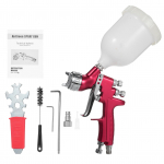 Suure mahuga madala r&otilde;huga v&auml;rvipihusti komplekt Gravity Feed Air pihustusp&uuml;stol 1,4 mm d&uuml;&uuml;sidega 600 ml Feed punane