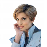 L&uuml;hikesed segatud blondid pruunid s&uuml;nteetilised parukad Naturaalsed sirged kihilised kohevate tukkidega parukas naistele igap&auml;evaseks Cosplay peol kuumakindlate juustega kuldpruun v&auml;rv