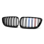 New Look Car Grille Grill Front Kidney Glossy 2 Line Double Slat For BMW 2 series F22 F23 F87 M2 2014- Accessories M Look