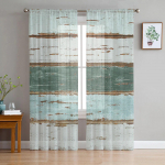 Vintage talu imitatsioon puidust teraga roheline magamistuba l&auml;bipaistvad l&auml;bipaistvad kardinad p&uuml;hadekaunistused aken Voile t&uuml;llkardin 135W x 114H(cm)