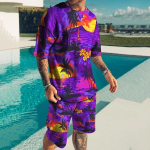 Suvised Hawaii T-s&auml;rgid L&uuml;hikesed p&uuml;ksid Komplektid Sea Beach 3D Print Meeste Mood Spordidressid L&uuml;hikeste varrukatega T-s&auml;rk P&uuml;ksid Komplekt Meeste &uuml;likonnad Riided XL