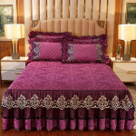 Euroopa soe paks pl&uuml;&uuml;s tepitud voodi seelik, pehme sametpolster, puuvillane voodikate Queen-voodikate ilma padjap&uuml;&uuml;rita 1pc skirt 150x200cm