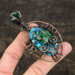 Copper Turquoise Gemstone Handmade Copper Wire Wrap Jewelry Pendant 3.39 n3k67