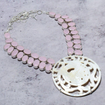 Natural Mother Of Pearl, Chalcedony 925 Sterling Silver Necklace 18 l6y32