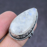 Natural Rainbow Moonstone Handmade 925 Sterling Silver Ring Size 7.5 n4i52