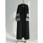 Eid tikitud moslemi abaya naistele Ramadan kleit Maroko n&ouml;&ouml;riga abayad kaftan Islam kampsun Dubai araabia pikk hommikumantel 2024 S must
