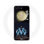 Coque Samsung Galaxy Z Flip5 OM logo bleu et dor&eacute;e stade