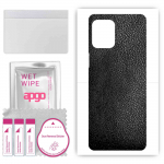apgo Protective Skin Sticker for the back compatible with Motorola Moto G100, Wrap Film, Foil, Vinyl - Pattern Black Leather