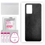 apgo Protective Skin Sticker for the back compatible with ZTE Blade V30, Wrap Film, Foil, Vinyl - Pattern Black Leather