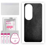 apgo Protective Skin Sticker for the back compatible with Oppo Reno 10 Pro, Wrap Film, Foil, Vinyl - Pattern Black Leather