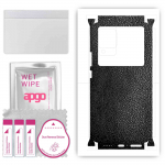 apgo Protective Skin Sticker for the back+sides compatible with Vivo X80 Pro, Full Wrap Film, Foil, Vinyl - Pattern Black Leather
