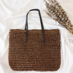Straw Weave Rannakotid naistele Big Totes Kudumiskotid Suvised Suure mahuga k&auml;ekotid 47*37cm beež