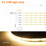 6 komplekti 220V COB LED riba paralleelvalgustid paindlik LED-teip h&auml;mardatav puutetundlik l&uuml;liti kapialuse lambi taustvalgustuse jaoks 1M