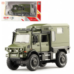 1/32 skaalaga Benz Unimog sulamist mudelauto heli ja valgusega, tagasit&otilde;mmatav automudel lastele m&auml;nguasjadele peokingitused kollektsioneeritav 1/32-Size:18.8*6.7*10.5cm armee roheline v&auml;rv