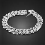 Originaal ehtne 100% 925 sterling h&otilde;bedast k&auml;ev&otilde;rud meeste 13,5 mm &auml;&auml;rekiviga Kuuba kett 7,5&ndash;10 tolli tahke h&otilde;bedane pungi ehe kingitus 7.5 inches