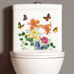 Liblikalillede seinakleebis Vannitoa WC katte kaunistus Kleebised Eemaldatavad WC kleebised 30x30cm