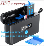 GoPro Hero 12/11/10/9/8/7/6/5 akulaadija, &uuml;ldine GoPro akulaadija koos Micro SD-kaardi lugemise ja akutoite lugemisega