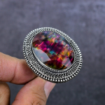 Ammolite Gemstone 925 Sterling Silver Jewelry Ring Size 9.5 v5g75