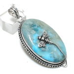 Vabariik Larimar Kivi K&auml;sitsi Valmistatud 925 Sterling H&otilde;be Ripats 2.44 I5n13