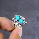 Turquoise Gemstone Handmade 925 Sterling Silver Gift Jewelry Ring Size 7 u6b76