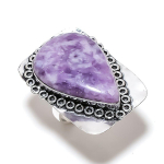 Lepidolite Gemstone Handmade 925 Sterling Silver Gift Jewelry Ring Size 10 h2u97