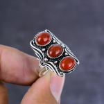 Natural Carnelian Gemstone Handmade 925 Sterling Silver Jewelry Ring Size 8 q0j39