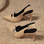 mood Tahke terava varbaga Slingbacks lakknahast k&otilde;rged kontsad pandlaga rihm tikkp&uuml;ksid metallist sisekujundus naiste kingad seksikad madalad pumbad 34 must