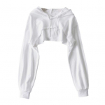 Naiste l&uuml;hike kapuuts Ebaregulaarne &uuml;hev&auml;rviline kapuutsiga, pikkade varrukatega, n&ouml;&ouml;riga elastne mansett, vaba individuaalspordi t&auml;navar&otilde;ivad, igap&auml;evane topp M valge