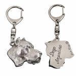 Dogo Argentino - Silver-plated key ring with dog, handbag decoration, backpack pendant by Art-Dog brand