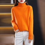 Naiste ka&scaron;miir kampsun Qinghe ka&scaron;miir 30% ka&scaron;miir 70% vill s&uuml;gis-talvine ka&scaron;miir paks pullover pehme ja soe L oranž