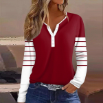 Naiste T-s&auml;rk prinditud n&ouml;&ouml;biga, pikkade varrukatega Raglaan varrukatega igap&auml;evane mood Basic V-kaelusega tavaline topp XL veini