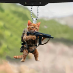 Armas Soldier Kitten akr&uuml;&uuml;list v&otilde;tmehoidja &ndash; vastupidav 2D autopeegli amulett ja kotitarvik, sobib suurep&auml;raselt iseseisvusp&auml;eva sisustamiseks 1pc oranž
