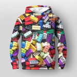 Lastele m&otilde;eldud poiste kapuuts, pikkade varrukatega vikerkaar, 3D-prindiga geomeetriline kooli maanteejalgratas, &otilde;ues, Active Basic, 3&ndash;12 aastat / s&uuml;gis / talv / kevad 130CM