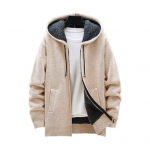 Talvine meeste jope paksendatud fliisist kapuutsiga pingutusn&ouml;&ouml;r lukuga pikad varrukad kampsun mantli taskud elastne mansett Retro kootud igap&auml;evaseks kandmiseks &uuml;ler&otilde;ivaste jope L helehall v&auml;rv