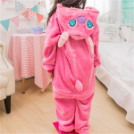 Laste Kigurumi Cat Onesie pidžaama, t&uuml;drukute kombinesoon, loomade magamisriided, kapuutsiga pidžaama ilma kingadeta 100 Heleroosa