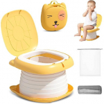 Kaasaskantav potti treeniv tualettpott v&auml;ikelastele, poistele ja t&uuml;drukutele, kokkupandav reisipott, v&auml;lik&auml;imla, telkimine, sisaldab 30 asenduskotti kollane