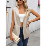 PU vest mantel Solid Camisole naiste kunstnahast vestid Suvised mood trend Varrukateta kardigan vestid top XL aprikoosi