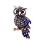 Vintage teemantidega naastud Sinine Owl Pross Pin Naiste r&otilde;ivan&otilde;elad Aksessuaarid One Size sinine
