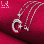 925 Sterling Silver Moon tsirkoon ripats Kaelakee Moodsad pulmaehted O-45CM