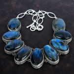 Labradoriit Kaelakee V&auml;&auml;riskivi Vintage Kaelakee 925 Sterling H&otilde;be Kaelakee Reguleeritava Keti Kaelakee K&auml;sitsi Valmistatud Antiik Ehted Kingitus Naisele