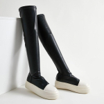 Kevad S&uuml;gis Naiste Venivad K&otilde;rged Sokid Tennised Disainer Naiste Kingad Klassikalised Mustad Keskmise K&otilde;rgusega Slip-On Saapad Suurtele Jalgadele Kingad 40 black