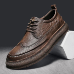 Moodsad Meeste Brogue Ametlikud Kingad v&auml;listingimusteks Briti Stiilis Paelad Nahast Kingad Moodsad Vabaaja &Auml;rimehe Kingad Jalatsid Chaussure Homme 10 pruun