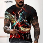 Lightning Graphic Meeste T-s&auml;rgid L&uuml;hikeste Varrukatega 3D Print Street Style Meeste T-s&auml;rgid 6XL Suures suuruses O-kaelusega vabaaja suvised topid S