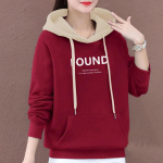 Polsterdatud puuvillane naiste kampsun s&uuml;gis-talvine kapuutsiga paksendatud soe jakk Mugavad vabaaja mitmek&uuml;lgsed pulloverid M punane