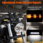 Mootorratta kahvli eesmine LED suunatuli 39-41 mm kollane vilkuri indikaatorlamp Harley Honda Yamaha Suzuki Bobber Chopperile must